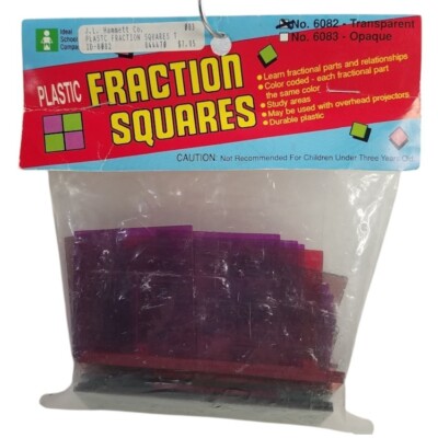 Learning Resources Overhead Plastic Fraction Squares Math Education School 1989