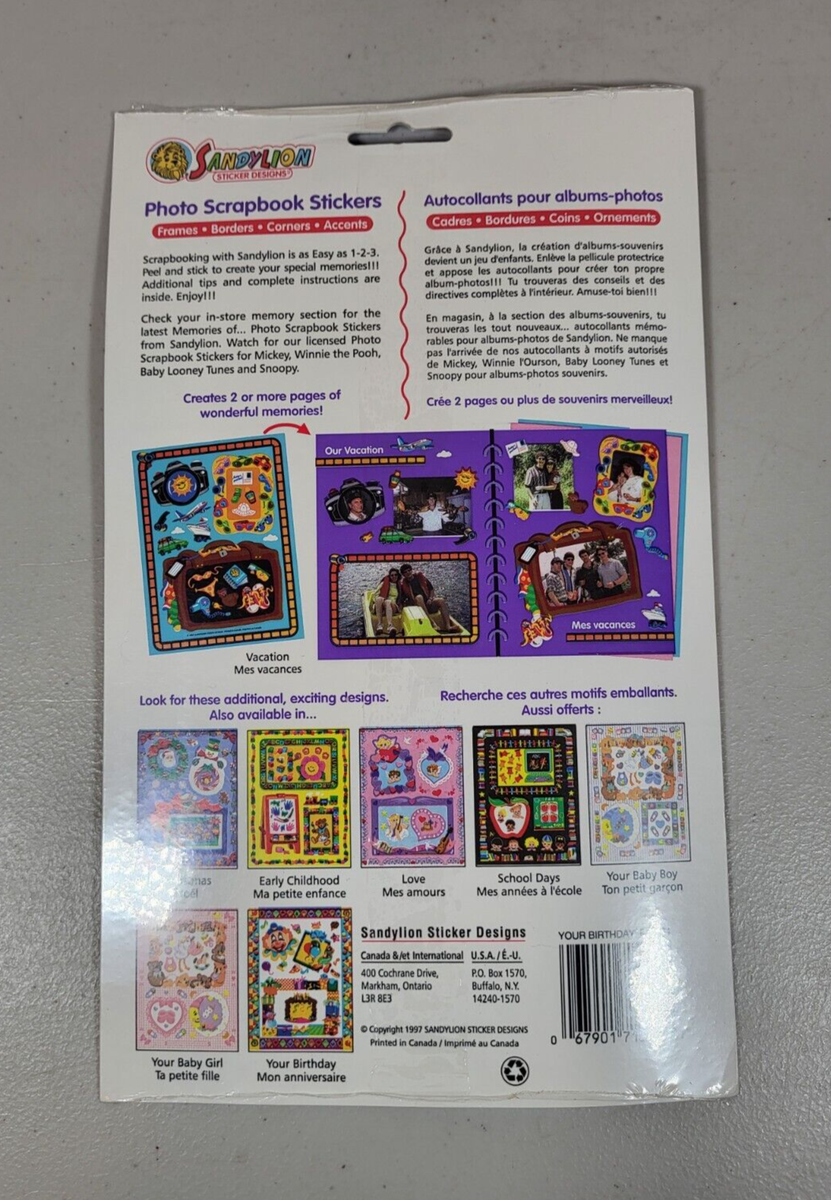 Vintage 1997 SandyLion Photo Scrapbook Stickers Birthday