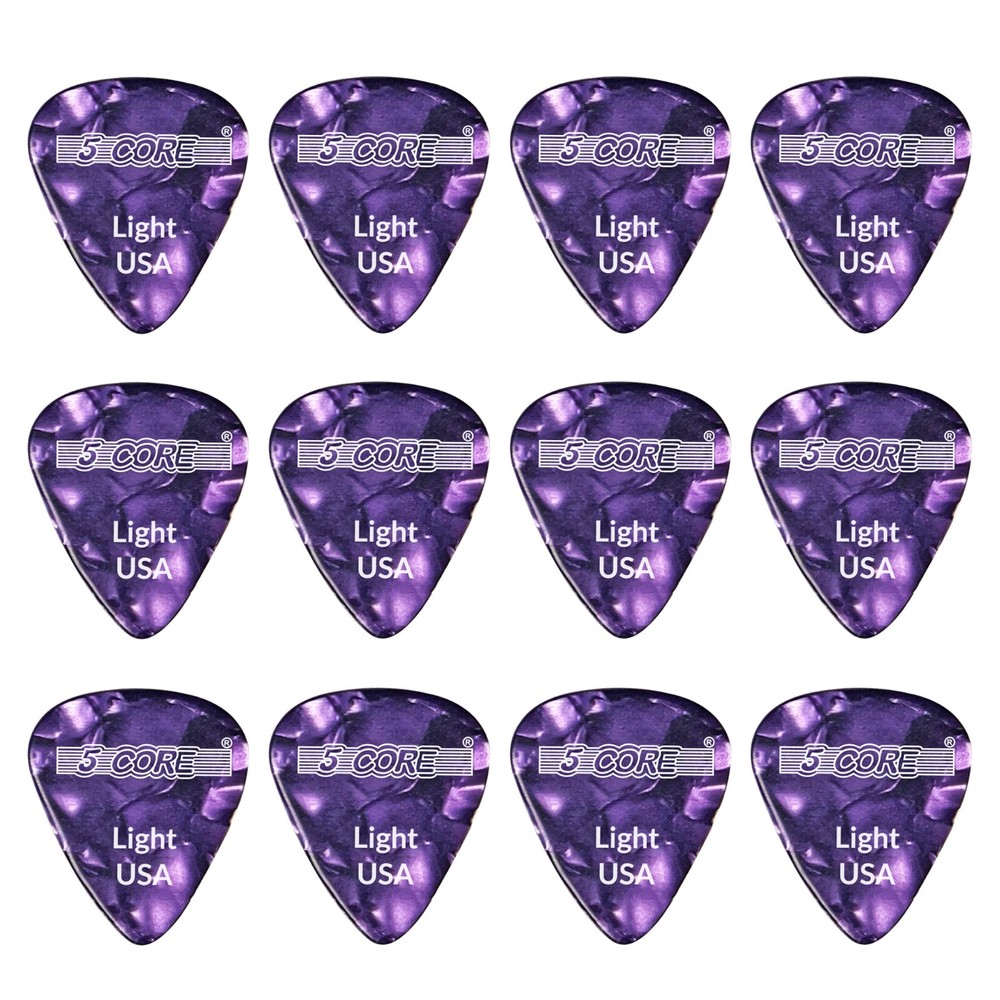 5Core 0.46mm Light Gauge Celluloid Guitar Picks for Acoustic Electric Bass
