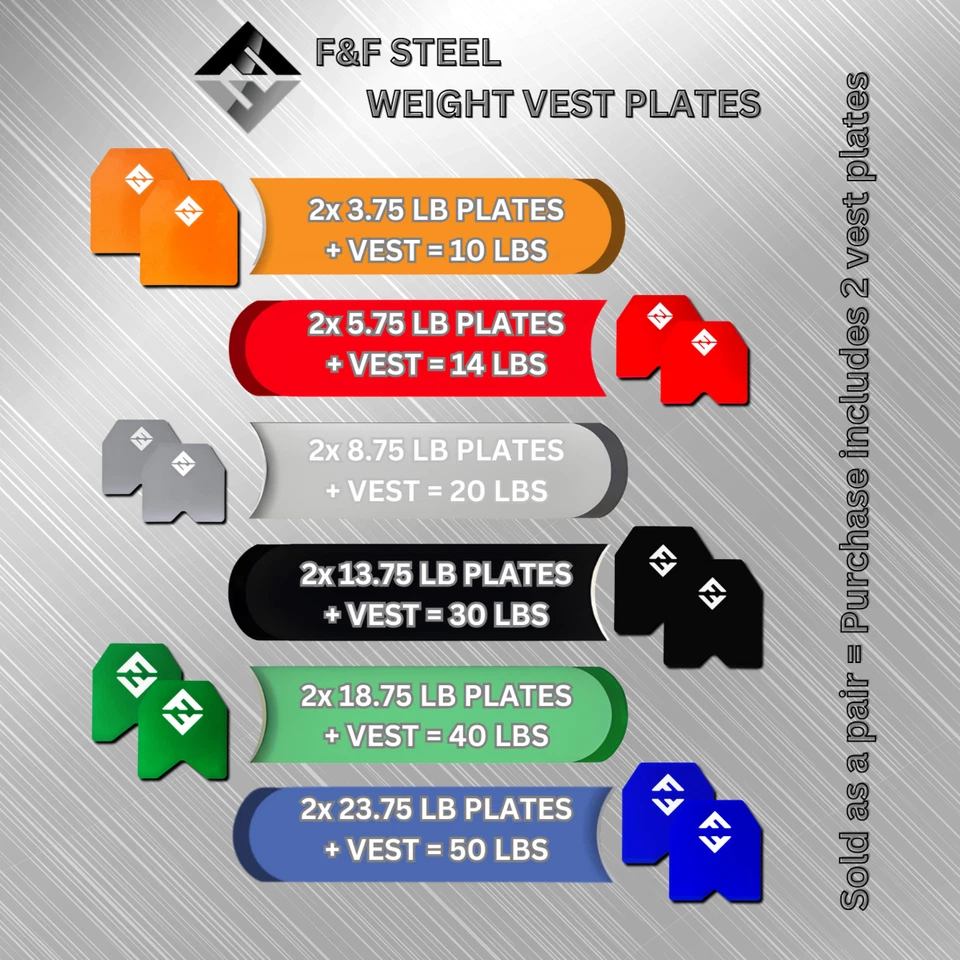 F&F Steel Adjustable Weight Vest - INCLUDES Pair of F&F Steel Vest Plates - Image 2 of 4