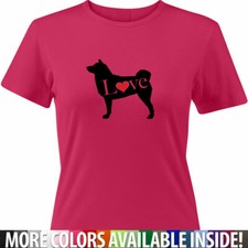 T-shirt donna giapponese Akita Inu Shiba Spitz cane amore cuore junior maglietta grafica