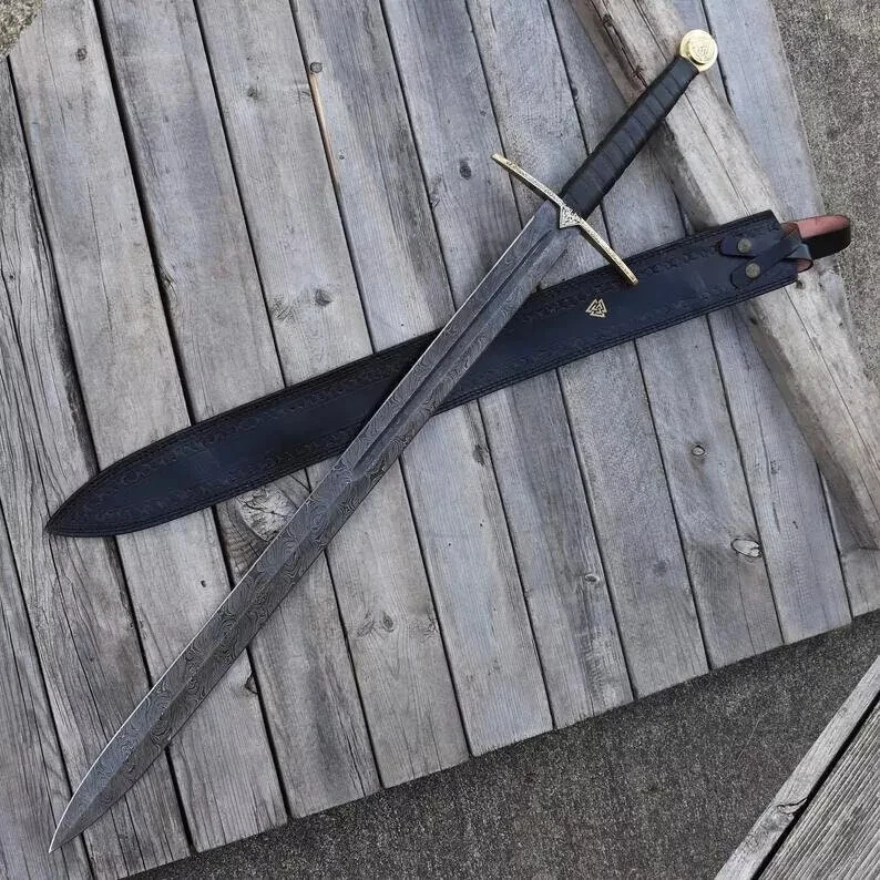 ASS Custom Handmade Forged Damascus Steel Viking Sharp Battle Medieval Sword
