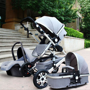 luxury baby stroller 3 in 1 high landscape pram foldable pushchair & car seat