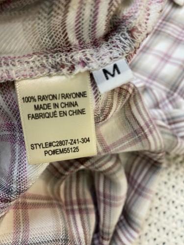 Cloth & Stone Western Plaid Short Sleeve Button Up Top size Medium Classic - Picture 4 of 11