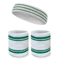 Couver Premium Tennis Style Standard Size Sweatband Headband Wristbands Set