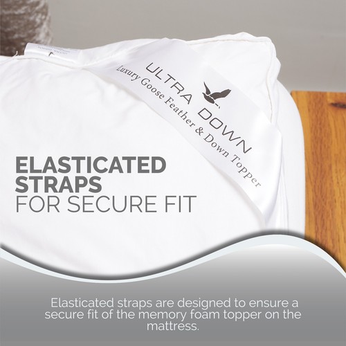 LUXURY GOOSE FEATHER & DOWN 15% MATTRESS TOPPER ENHANCER OVERLAY - COTTON CASING - Picture 6 of 12