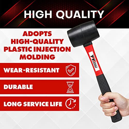 YY-2-005 Rubber Mallet Hammer With fiberglass Handle–16-oz, black - Picture 3 of 8