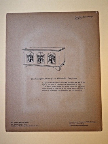 1943 Pennsylvania German Designs, Silk Screen, PLATE No. 17 - Picture 2 of 3