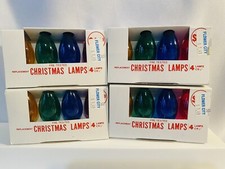 16 Vintage C9-1/4 Christmas Light Bulbs Lamps Transparent NEW NOS