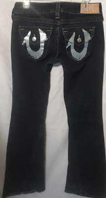 True Religion Joey Silver Foil Pocket Boot Cut Denim Jeans Women