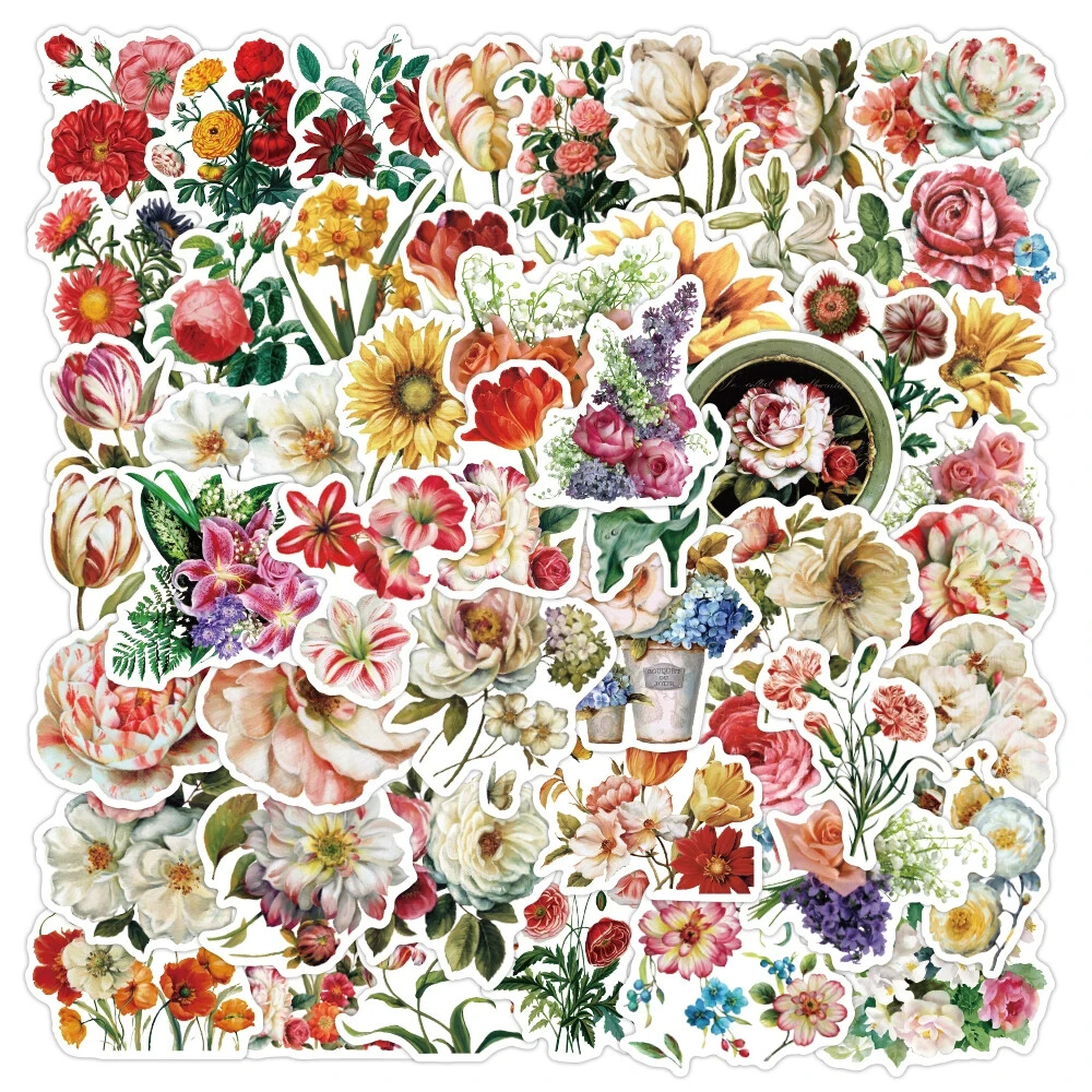 50 Cute Flower Stickers for Laptop/Water Bottle/Phone Case/T