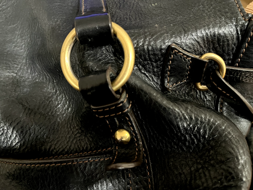 Dooney & Bourke Black Florentine Domed Brass Buckle Satchel Leather Handbag - Picture 24 of 24