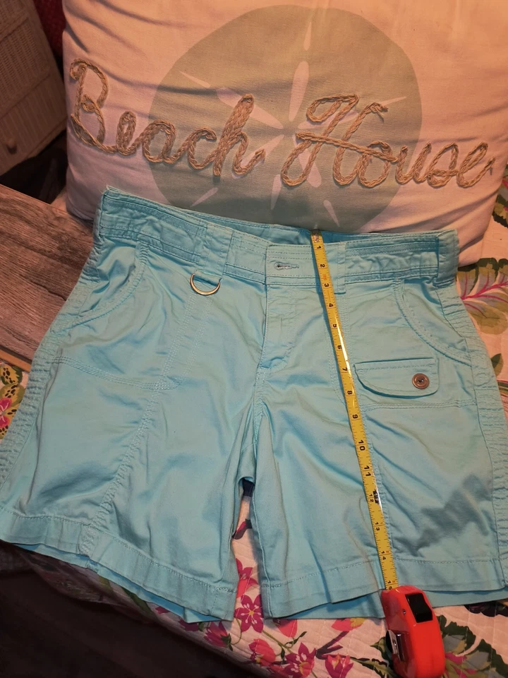 Pantalones Cortos Para Mujer 🌊Style & Co Talla 6 Verde Azulado Azul Bolsillos Bermudas Playa  Foto 2 de 4