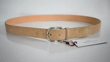 🆕️New LUCIANO BARBERA Beige SUEDE Solid BRASS Buckle HAND MADE Belt US 44 46 48