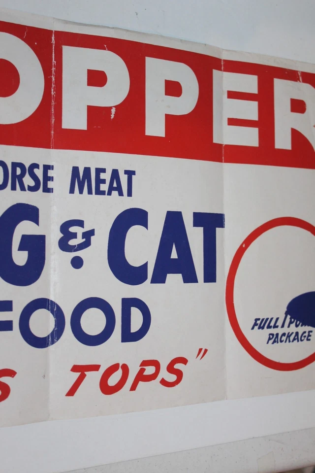 VTG 1950s-1960s 25x12" Topper Horse Meat Dog & Cat Food Store Display Sign RARE - Image 4 of 4