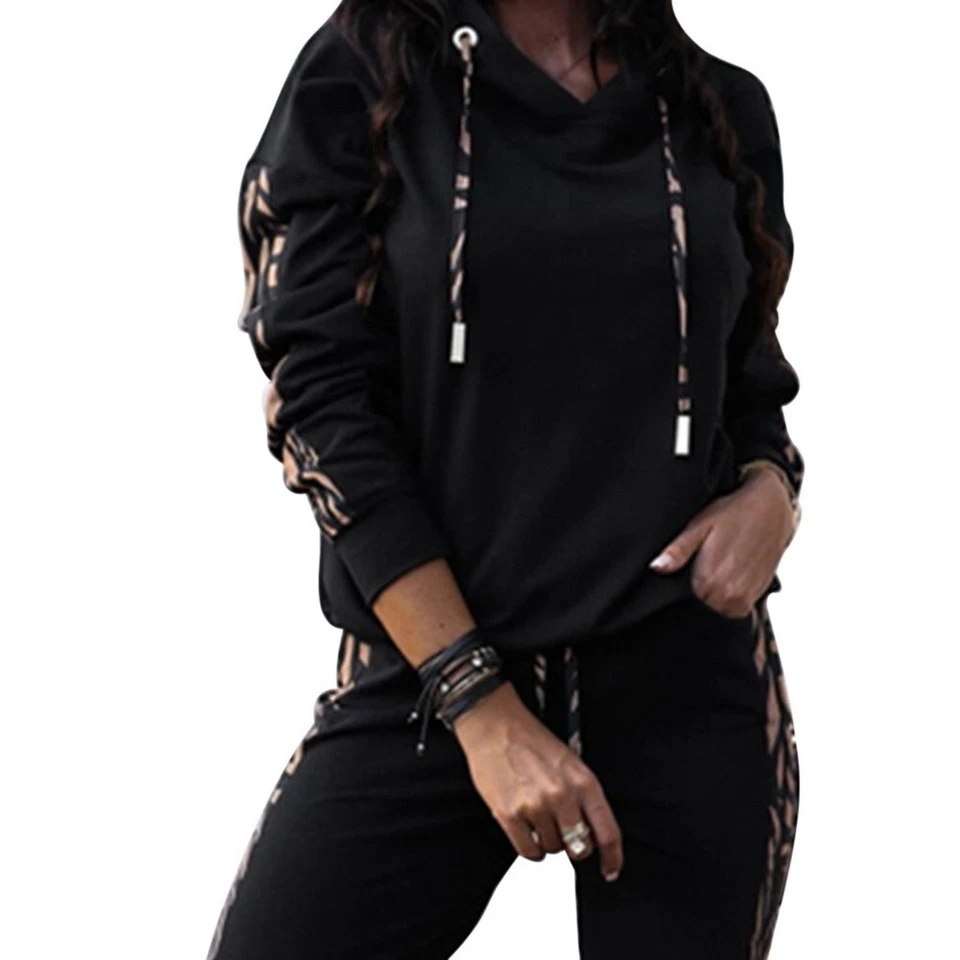 Conjunto de 2 piezas de chándal de manga larga para mujer ropa deportiva top + pantalones traje para correr Foto 3 de 4