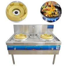 Double-head High Fire Stove LPG and Natural Gas Cooktop with Baffle Water Basin