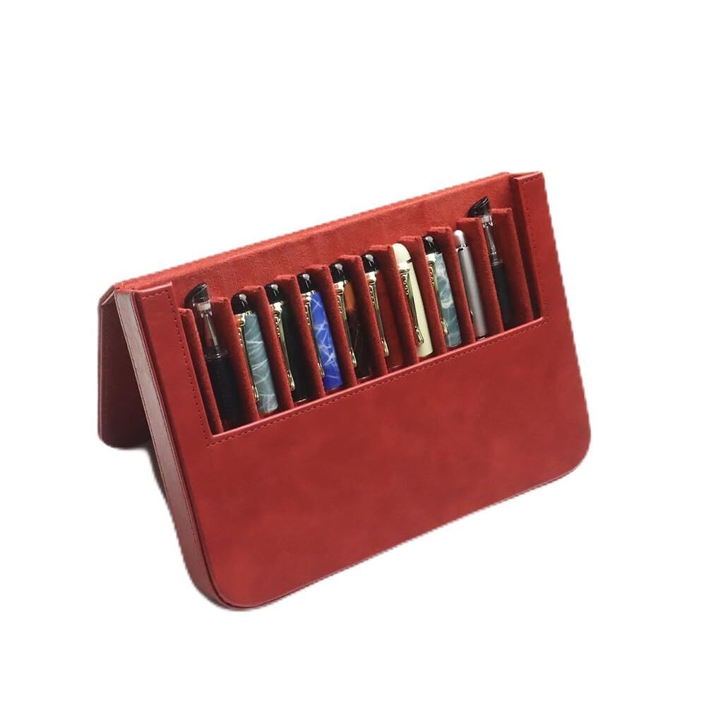 12Slots Leather Fountain Pen Case Collector Organizer - Handmade Pen Case Vin...