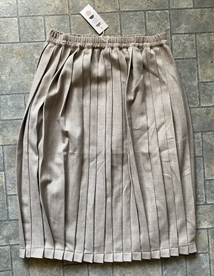 Coco Blanc SIZE 18 Oatmeal Brown Pleated Lined Skirt NEW WITH TAGS