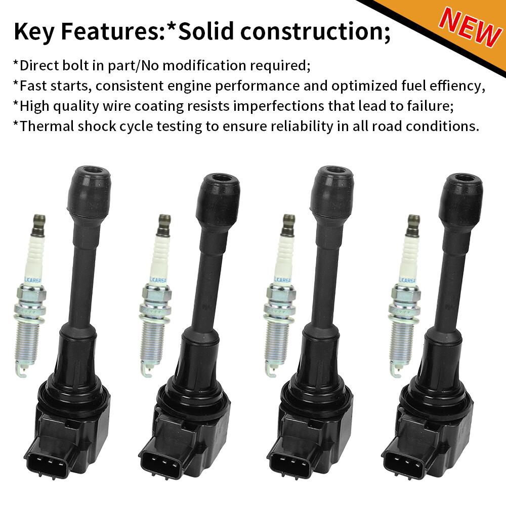 4X Ignition Coil + 4X Spark Plug Kit For Nissan Sentra L4
