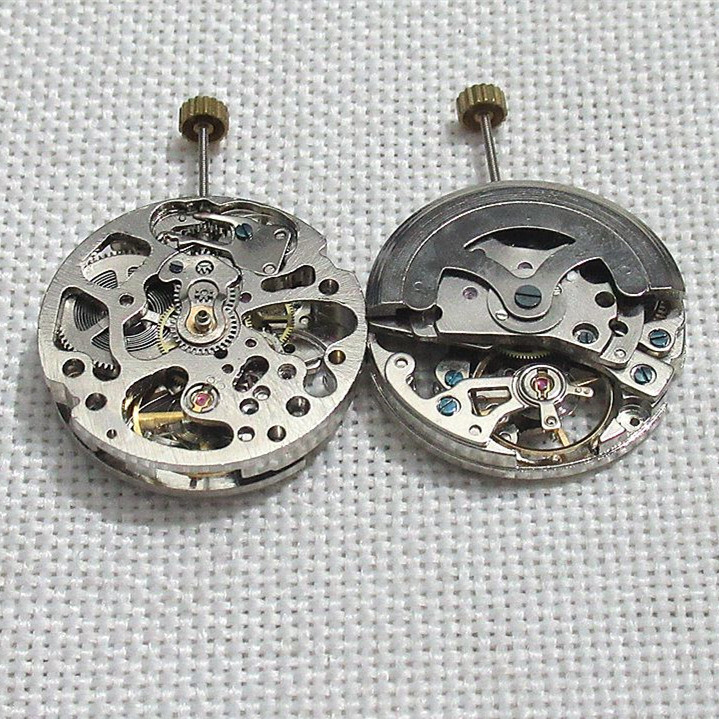26.5mm Dandong 7120 Automatic Mechanical Skeleton Silver Watch Movement