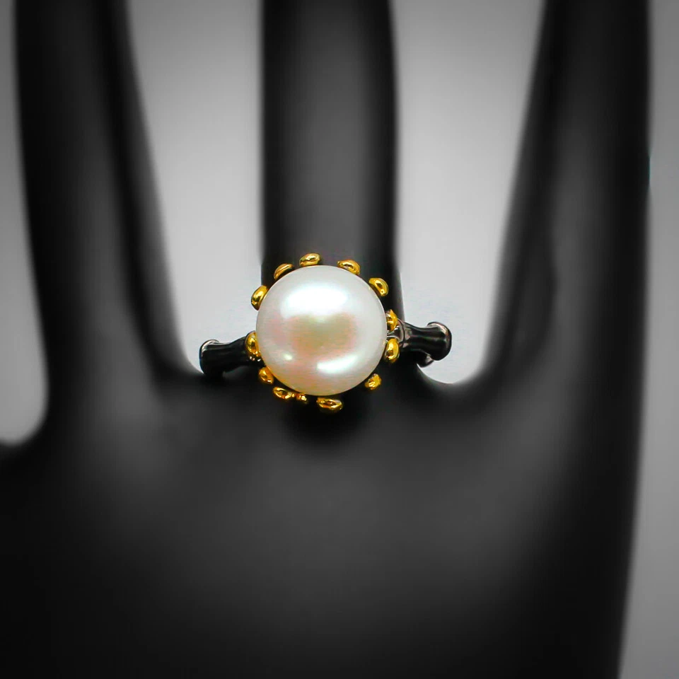 Joyería tailandesa hecha a mano anillo de plata de perlas naturales 925 esterlina/RVS50 Foto 2 de 3