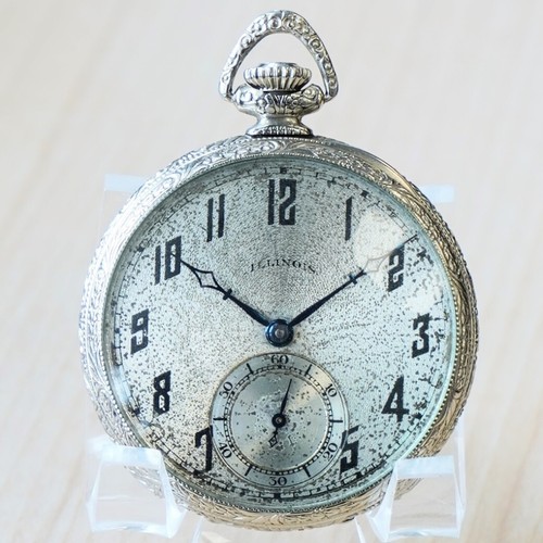 Montre de poche ILLINOIS 1926 face ouverte années 12 17 bijoux grade 405 ajustée 14K GF