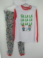 Peanuts Snoopy Mens Christmas Pajama Set Large Pants Shirt Fa La La La