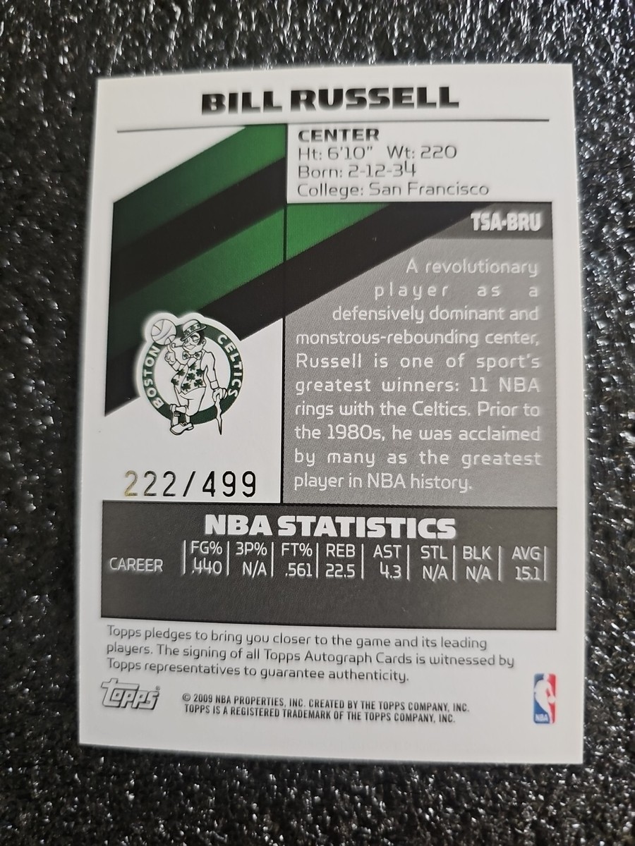 NBAカード Bill Russell autoサイン Amazon.com: Bill Russell Autographed Rookie Reprint Card