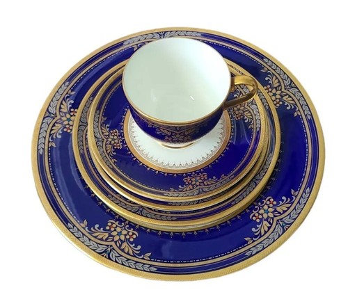 5-teiliges 24K Colbalt Blue Oscar De La Renta AF001-Edinburgh Geschirrset Narumi Japan - Bild 2 von 9