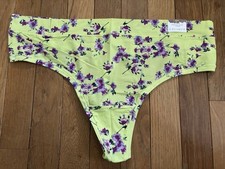 Plus Size 22/24 Lane Bryant Cacique Comfort Bliss Thong Nylon Lime Purple Flower
