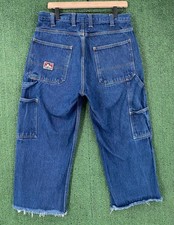 Vintage 90  s Ben Davis Utility Carpenter Cutoff Denim Jeans Workwear Men  s SZ 31