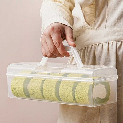 Rectangular Bread Box With Handle Translucent Cake Container Packaging Storage