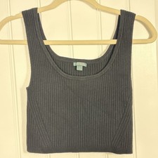 Wild fable Black Ribbed Sweater Tank Top Sleeveless Stretch Knit Size M