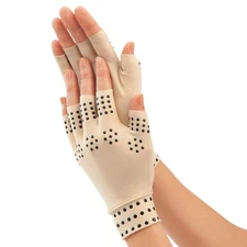 Magnetic Arthritis Therapy Fingerless Compression Gloves, Nude