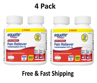 Equate Extra Strength Acetaminophen Caplets, 500 mg, 2x250 Count ( Total 4 Pack)