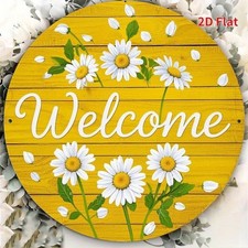 Welcome Daisy Flower Metal Sign Floral Wall Decoration For Home Porch Farmhouse