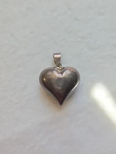 Heart 925 Sterling Silver Tarnished Patina Puffy Pendant 5.9 Grams 1.75"