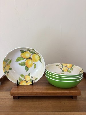 Nicole Miller Home Melamine 7.5'' Lemon Patterned Green Base Bowl Set of Five