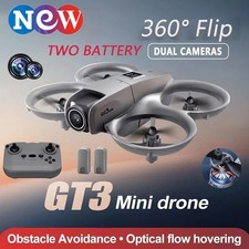 GT3 Mini RC Drone, Dual HD Camera, LED 360  Flip, Obstacle Avoidance 2x Lipo Bat