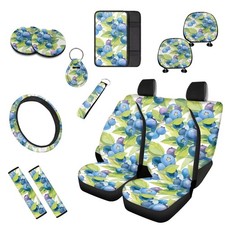 13-Pack Blue Berry Car Seat Covers, Durable Watercolor Polyester Accessories