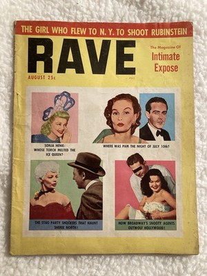 RAVE MAGAZINE AUGUST 1955 SONJA HENIE, LIBERACE, JACKIE GLEASON, SHEREE NORTH