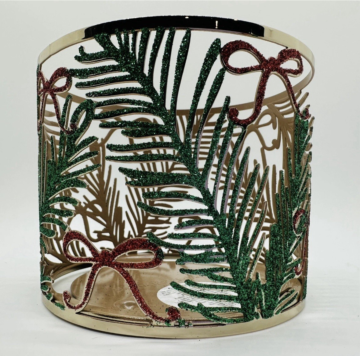 Bath & Body Works HOLIDAY PINE TREE GARLAND & BOWL 3-Wick Candle Holder Sleeve