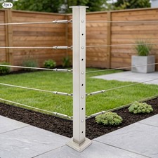 2pcs Cable Railing Post Cable Handrail Post T-Drilled Cable Railing Corner Post