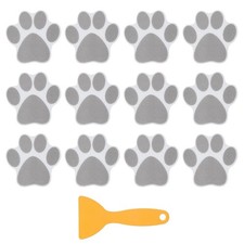 12 Pcs Non Slip Bathtub Stickers with Scraper Paw Footprint Anti Slip Gray
