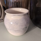 Handmade Pottery Small Bowl Vase Glazed Blue and White Signed 4" 1976 — photo 2