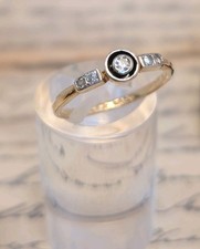 Art Deco Diamond Stacking style ring. 18ct Gold, stamped 18ct PLAT. UK Size L1/2