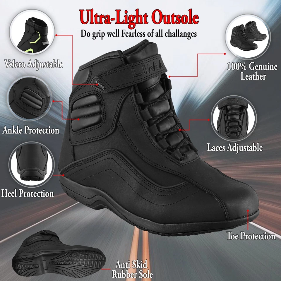Hombres Botas de Motocicleta Tobillo Corto Montar Blindadas Impermeable Cuero Zapatos CE-L2 Foto 4 de 4