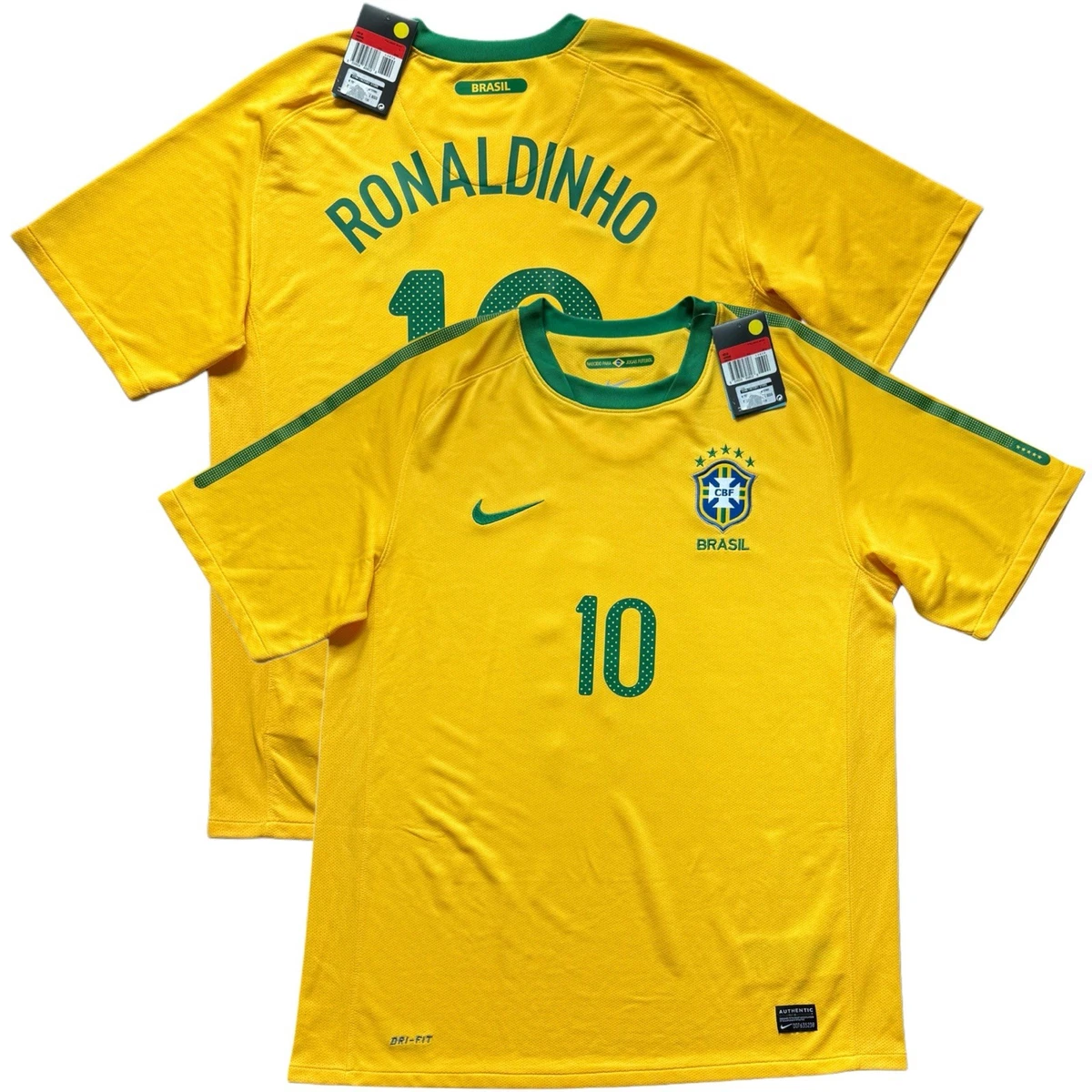 2010/11 Brazil Home Jersey #10 Ronaldinho Large Nike World Cup