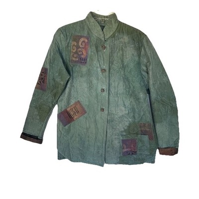 Jill Stern Women s Jacket Wearable Art Ball Buttons Front Pockets Size Medium